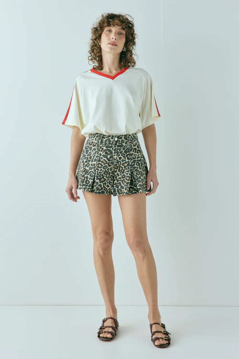 Abigail Denim Shorts Leopard