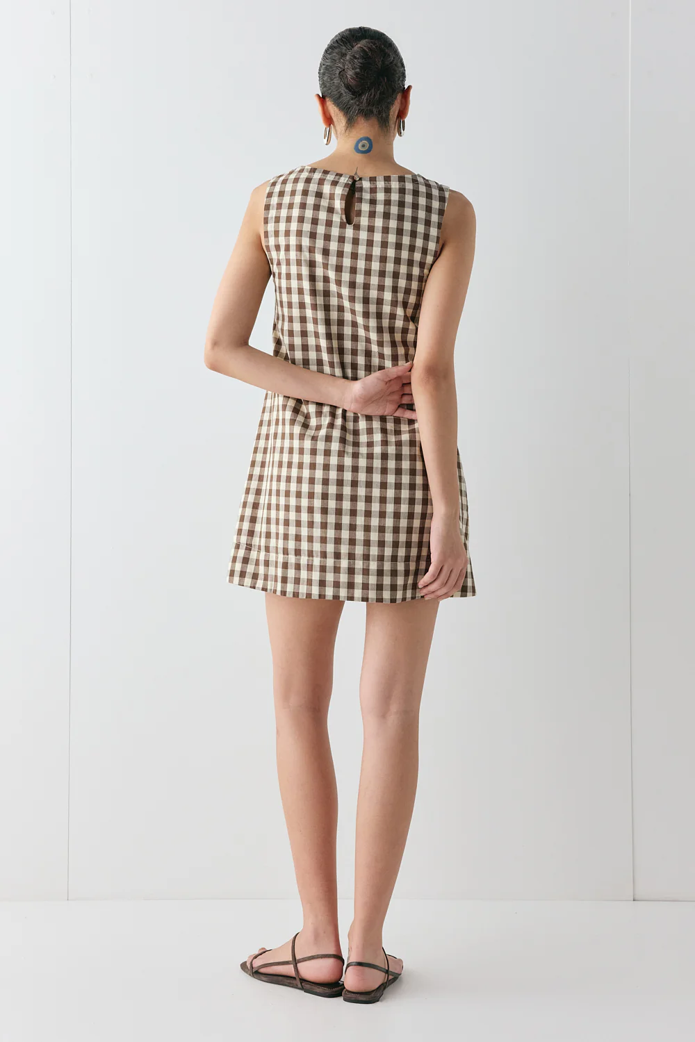 Aftersun Mini Dress Brown Check - Image 6