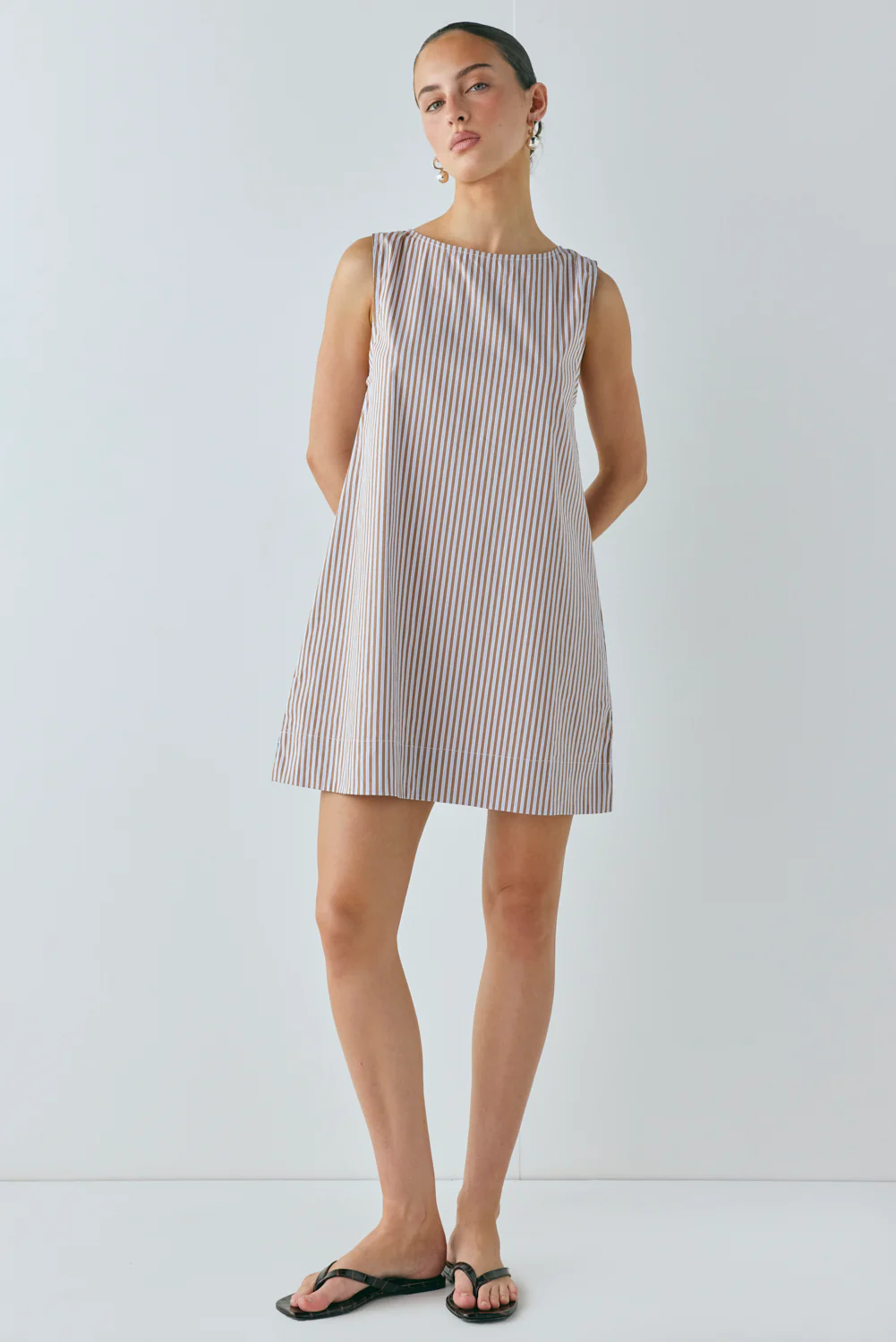 Aftersun Mini Dress Brown Stripe