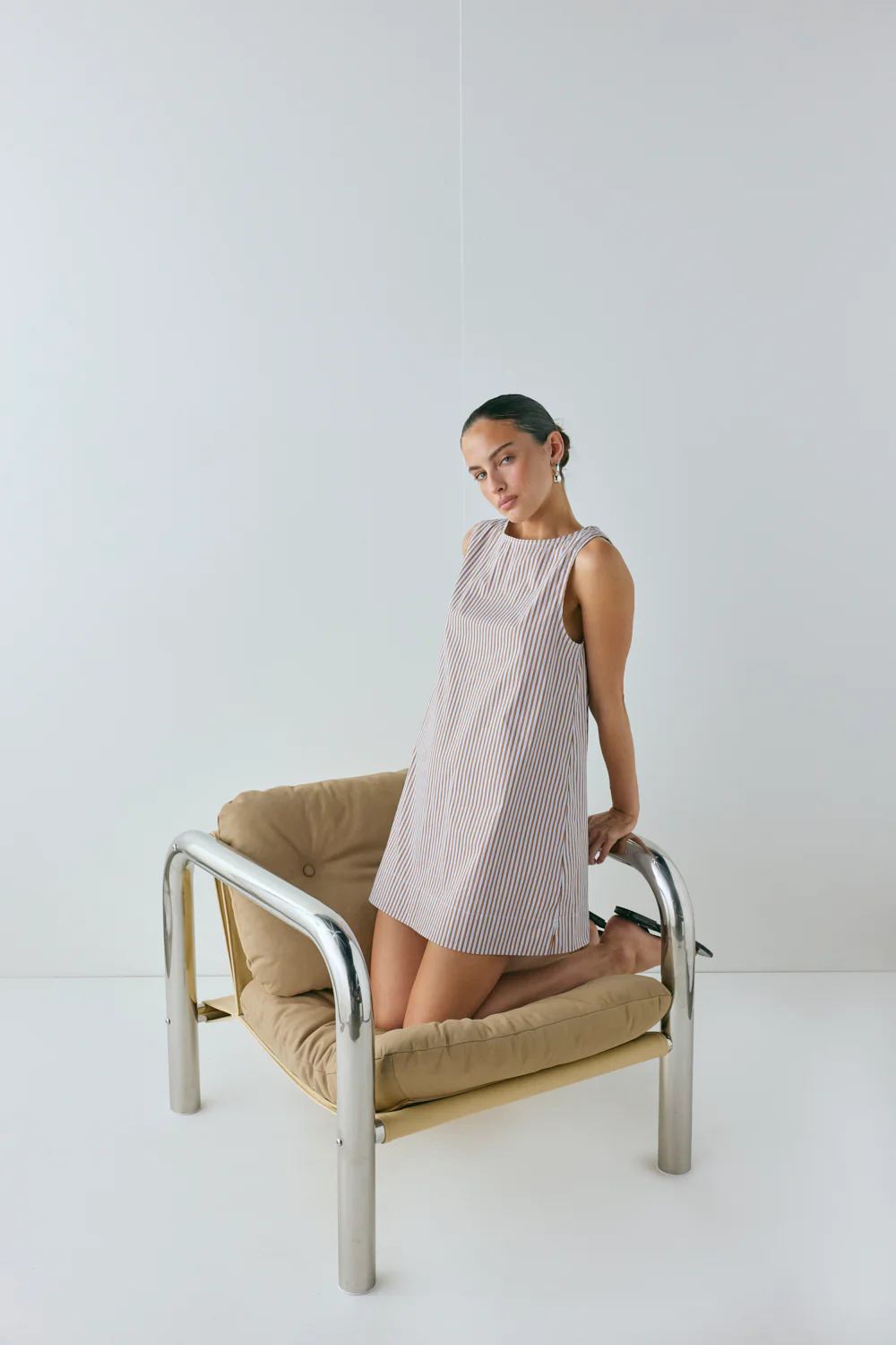 Aftersun Mini Dress Brown Stripe - Image 2