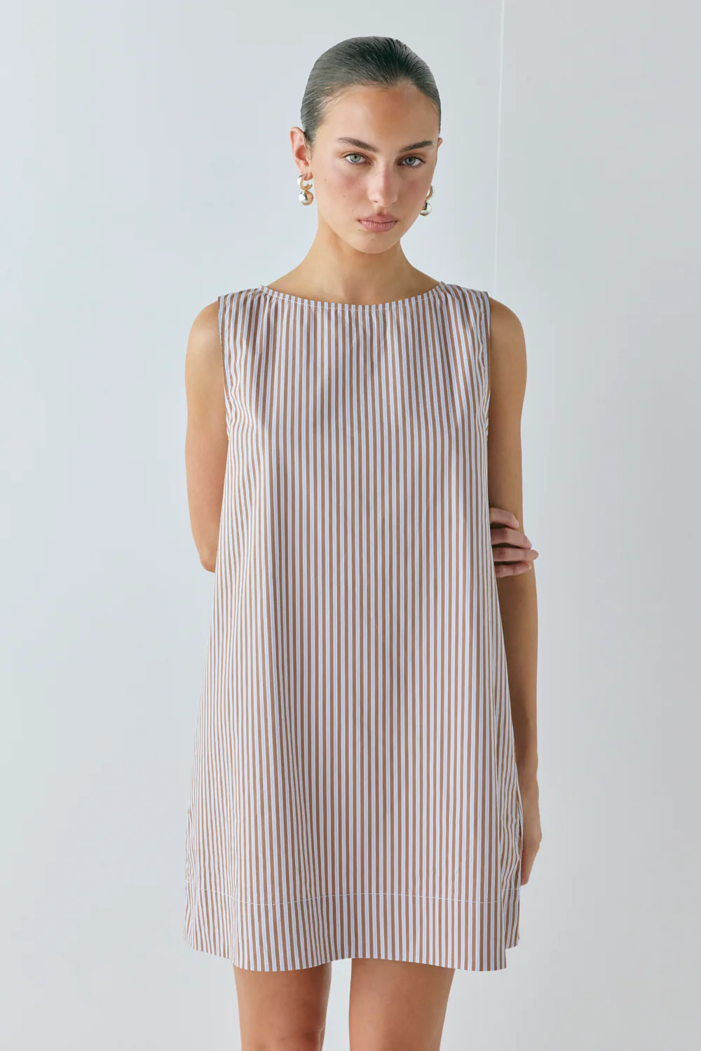 Aftersun Mini Dress Brown Stripe - Image 4