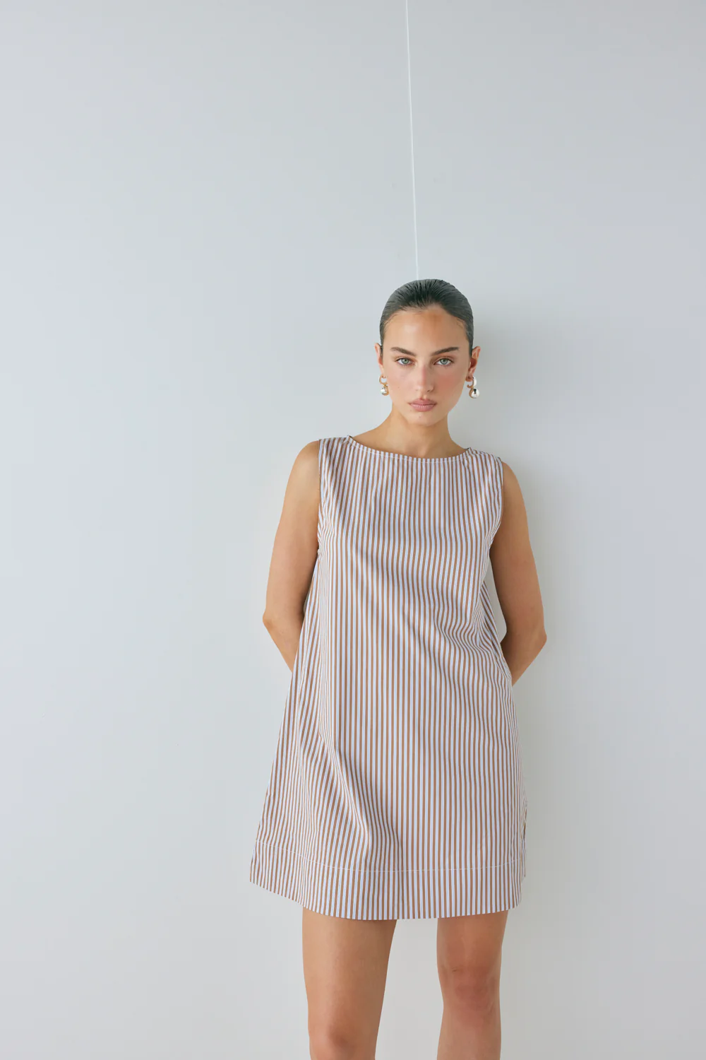 Aftersun Mini Dress Brown Stripe - Image 7