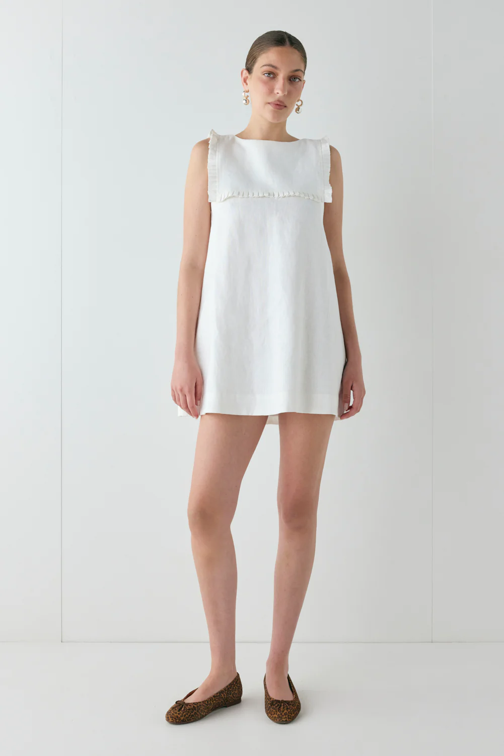 Agnes Linen Mini Dress White - Image 2