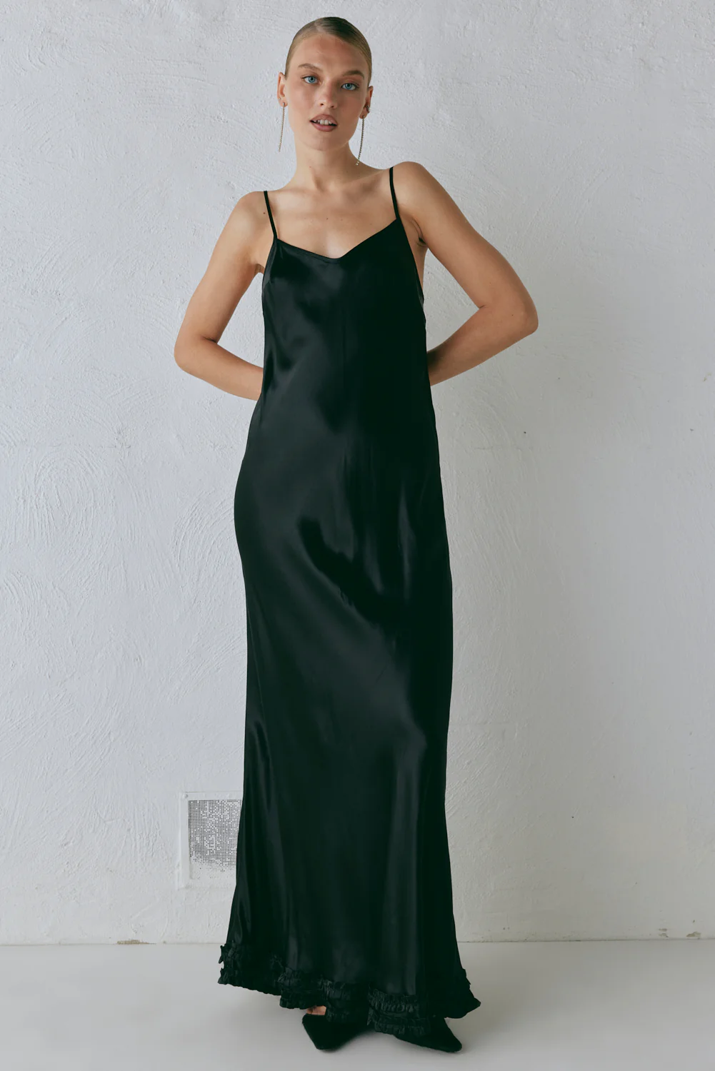Alber Satin Maxi Dress Black - Image 6