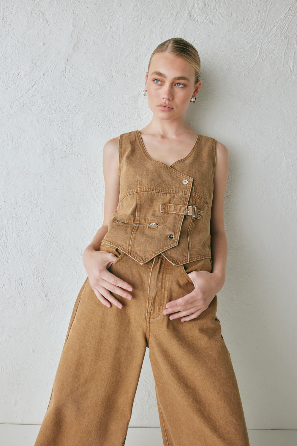Ali Denim Vest Tan - Image 3