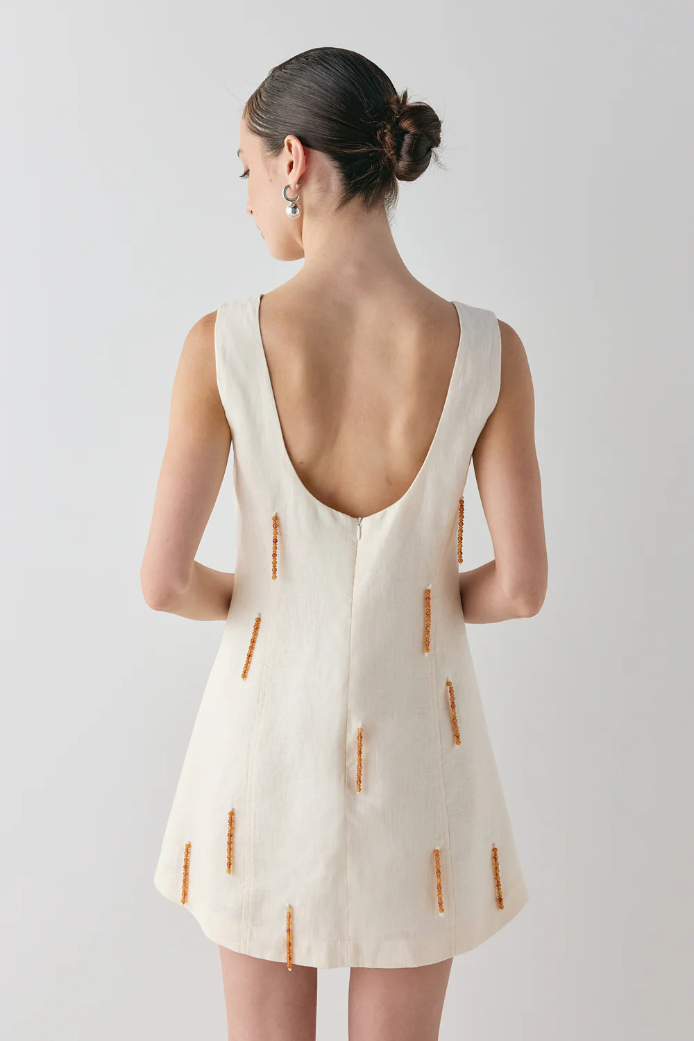 Anisa Linen Mini Dress Cream - Image 7