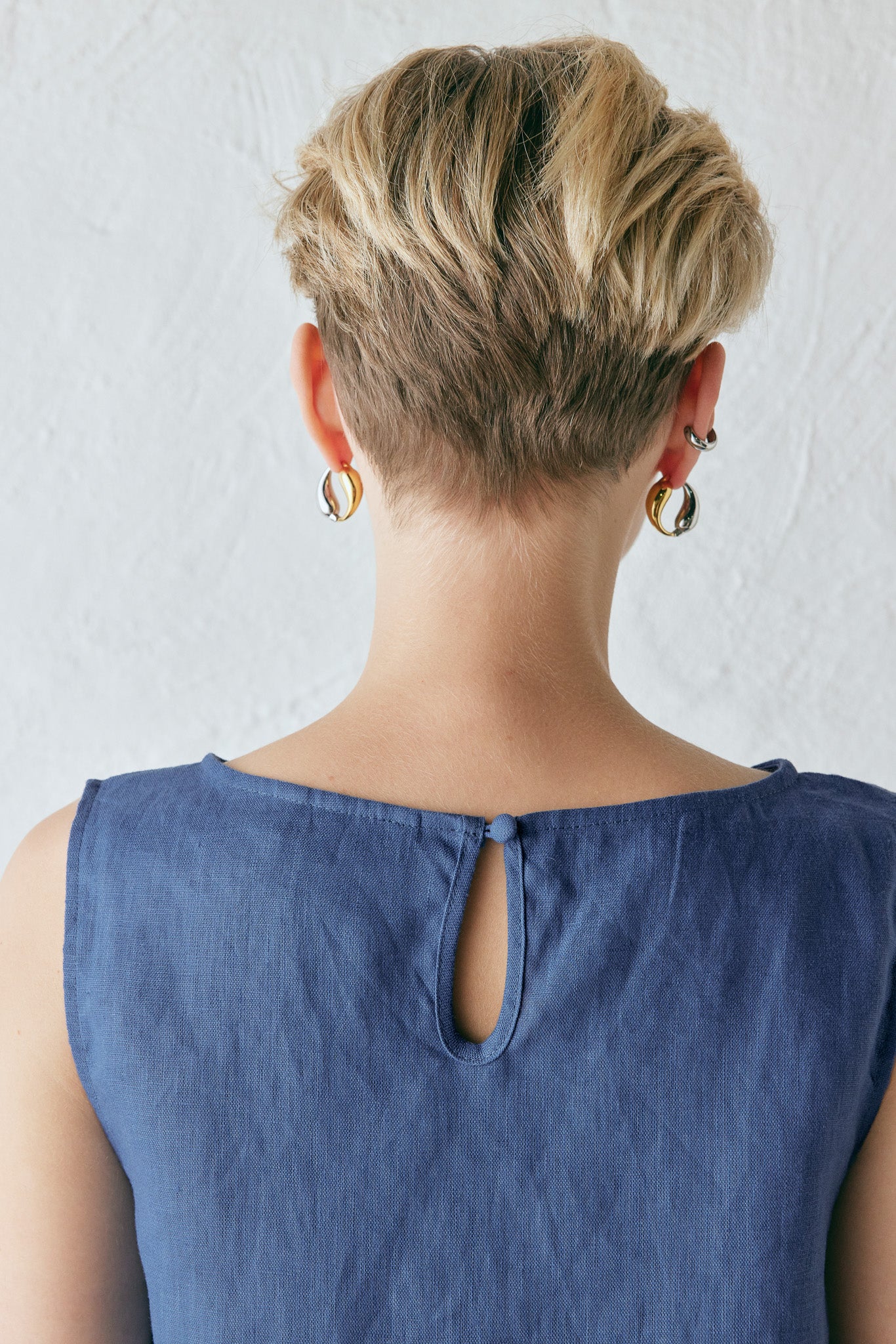 Annabelle Linen Mini Dress Blue - Image 10