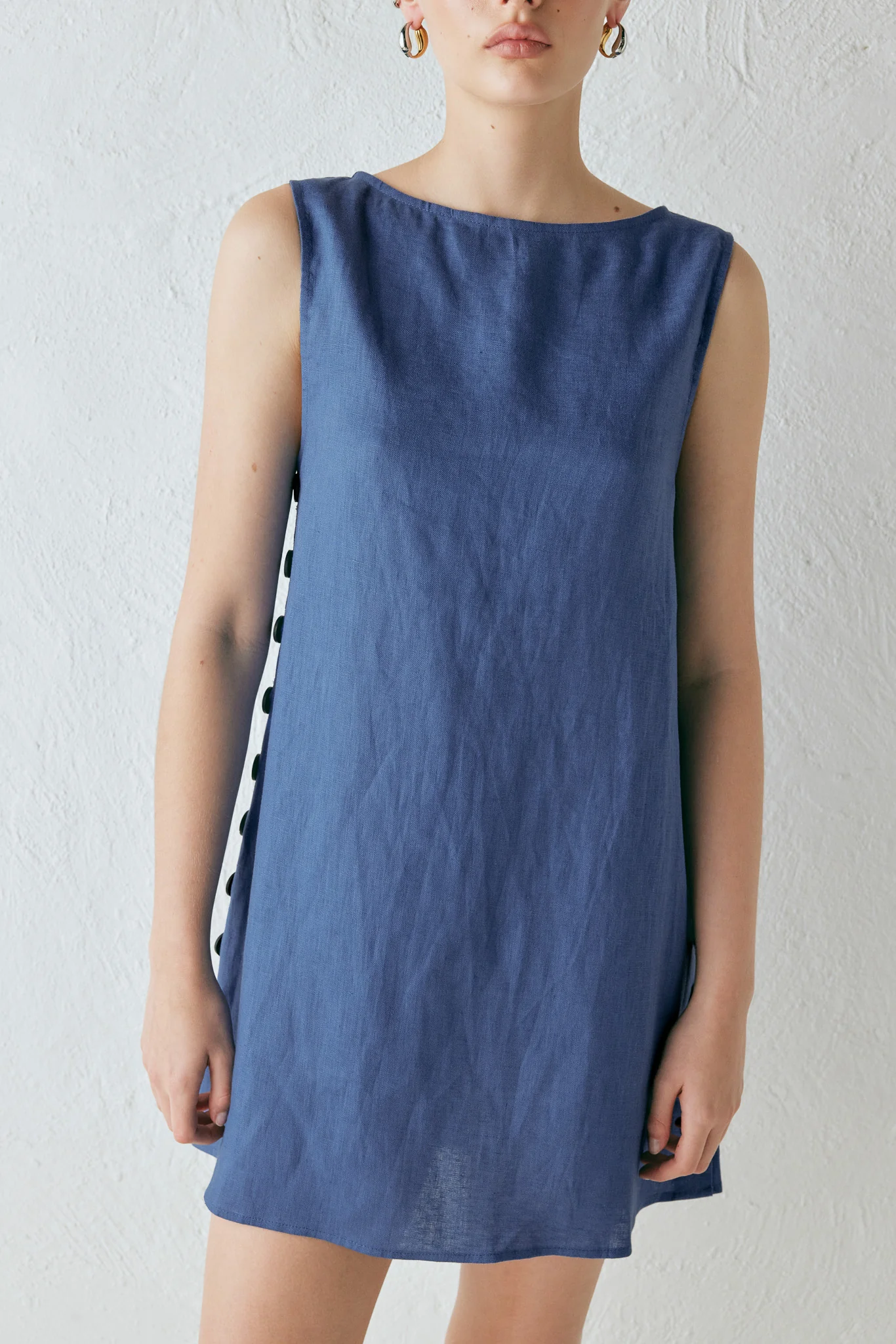 Annabelle Linen Mini Dress Blue - Image 5