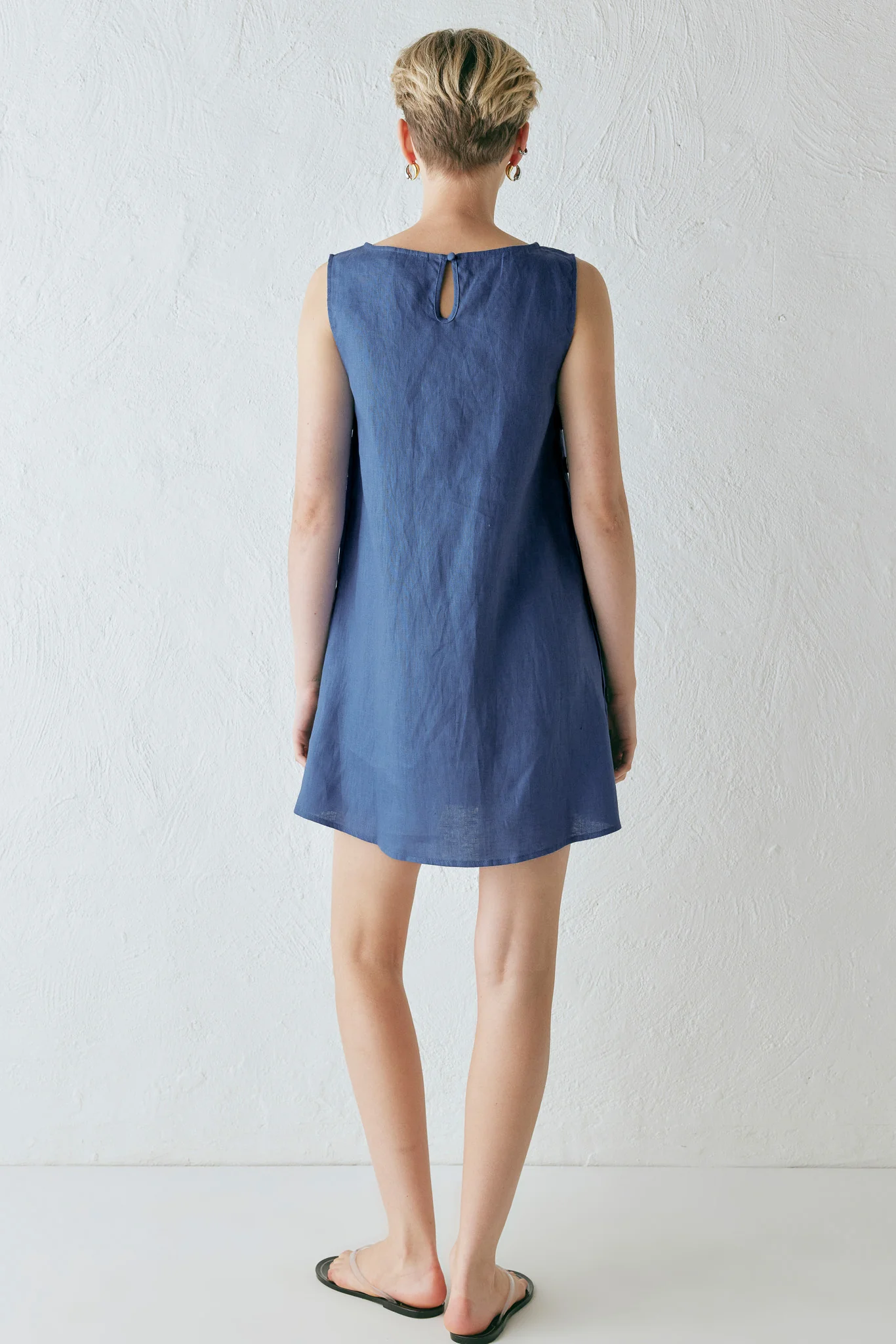 Annabelle Linen Mini Dress Blue - Image 9