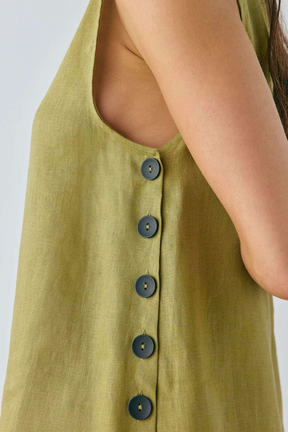 Annabelle Linen Mini Dress Olive - Image 6
