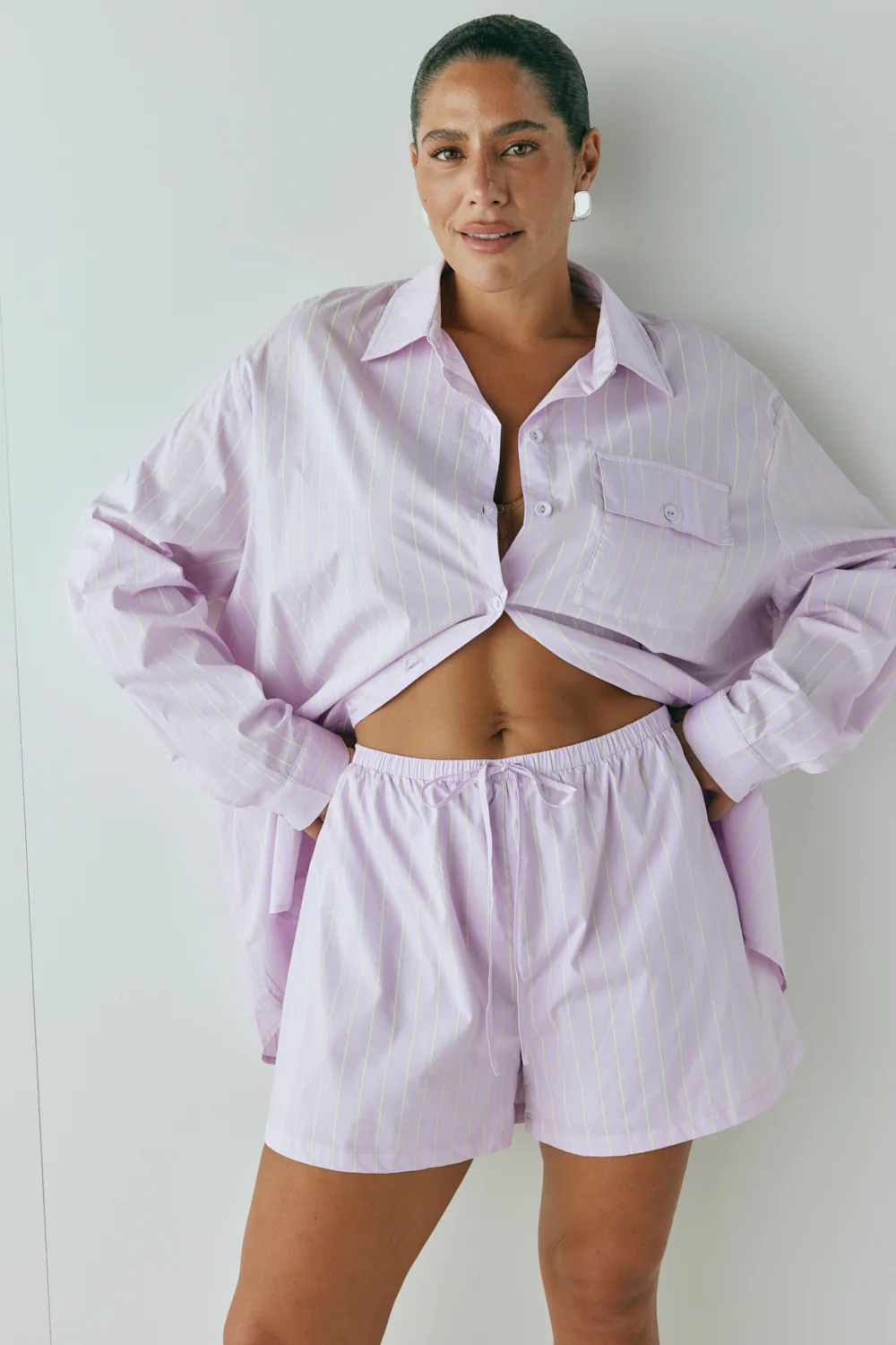 Annika Shorts Lilac Stripe