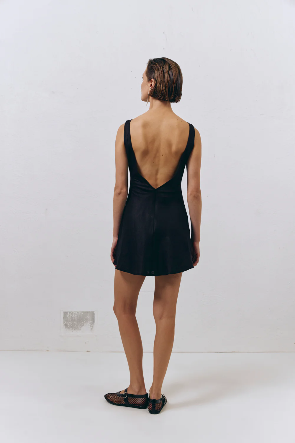 Art Of Bloom Linen Bias Cut Mini Dress Black - Image 3