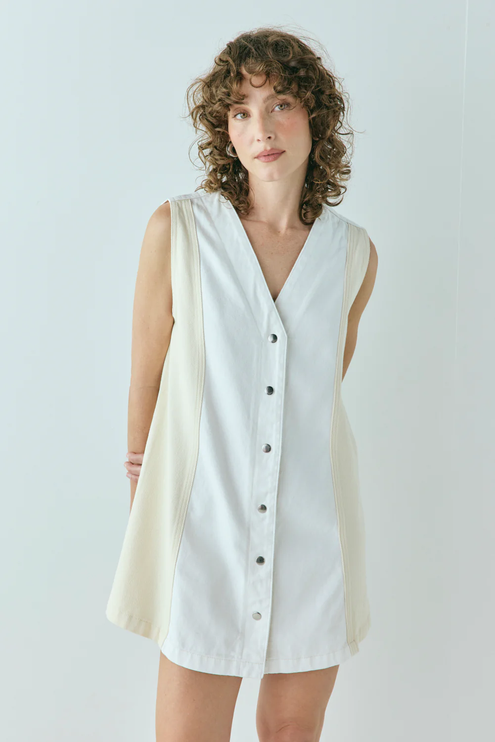 Aston Denim Mini Dress Cream