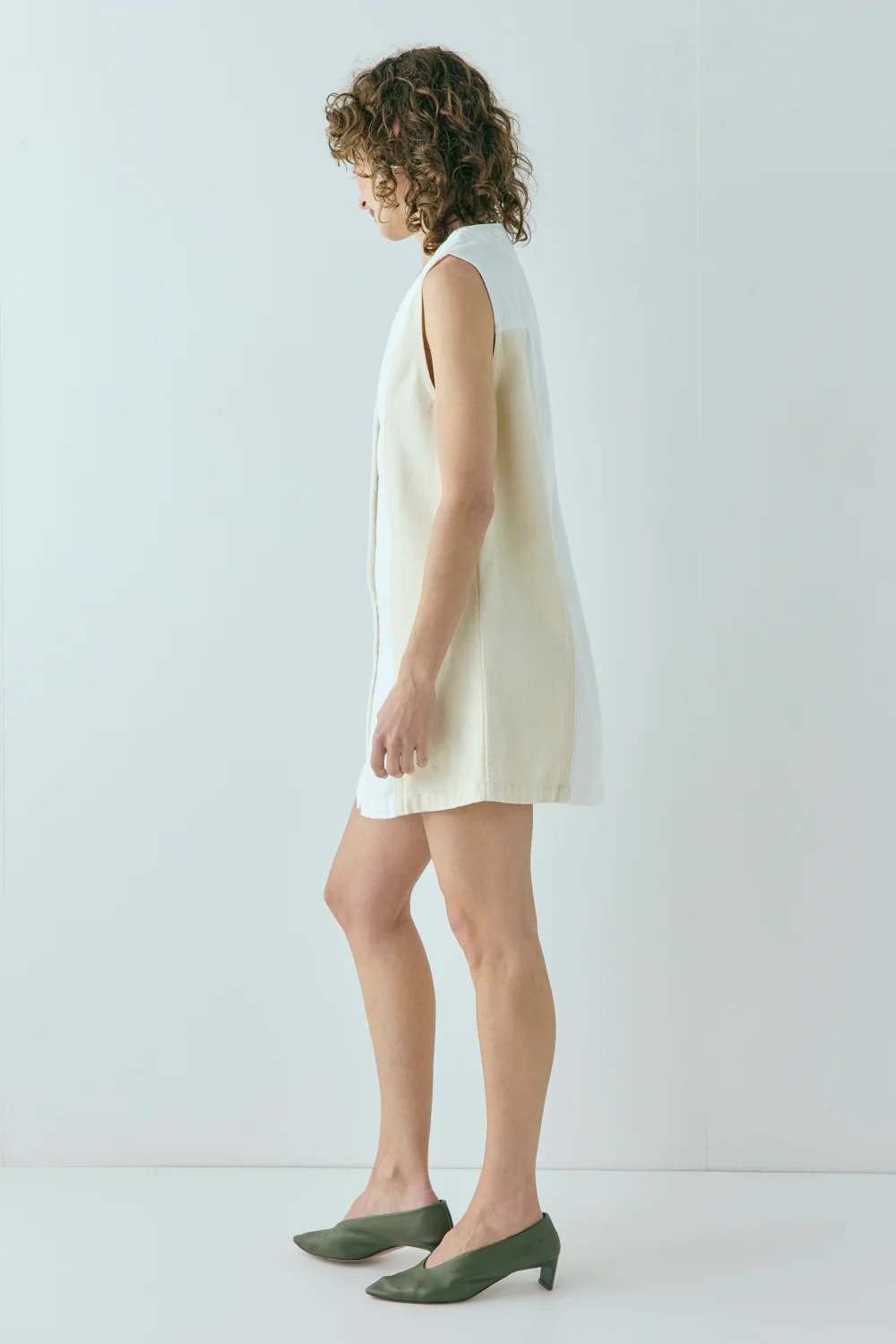 Aston Denim Mini Dress Cream - Image 7