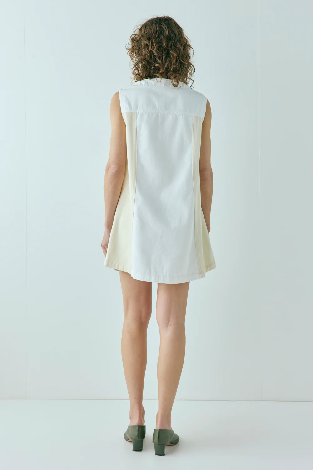 Aston Denim Mini Dress Cream - Image 8