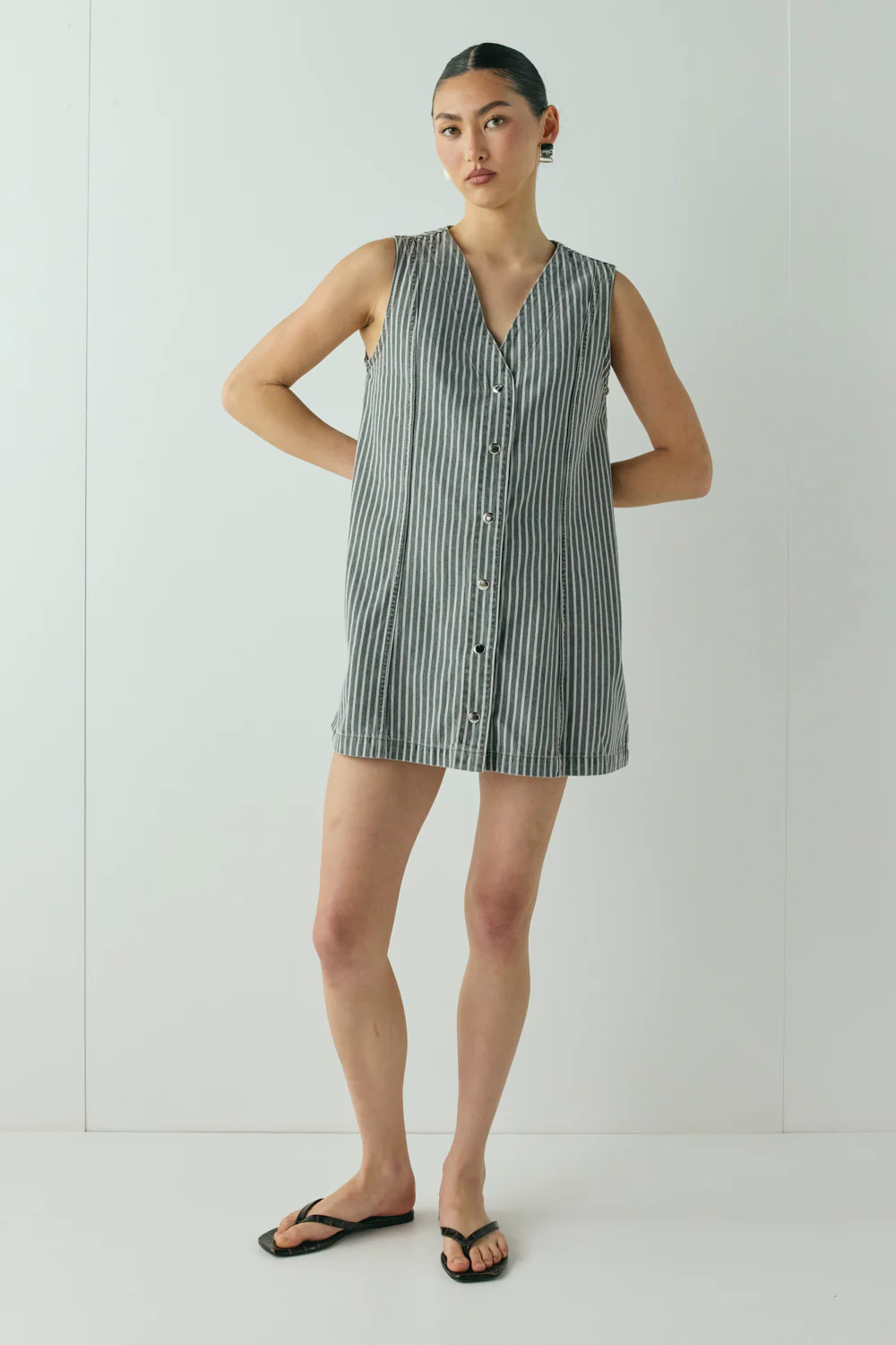 Aston Denim Mini Dress Stripe - Image 3