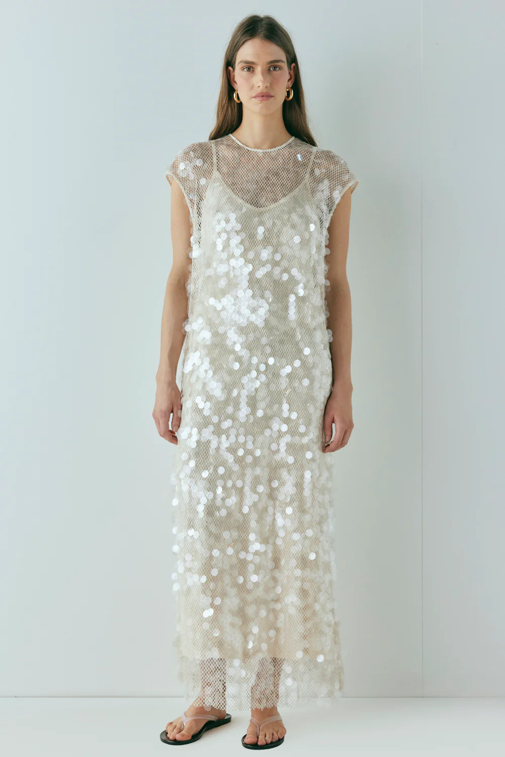 Astrid Sequin Maxi Dress Cream - Image 2