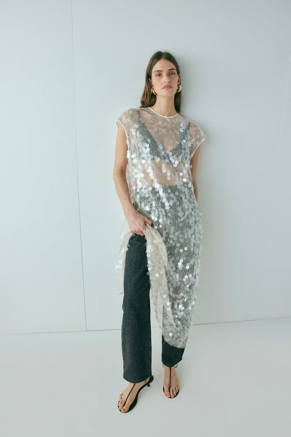 Astrid Sequin Maxi Dress Cream - Image 5