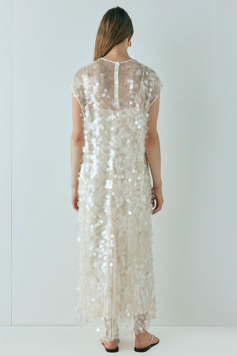 Astrid Sequin Maxi Dress Cream - Image 9