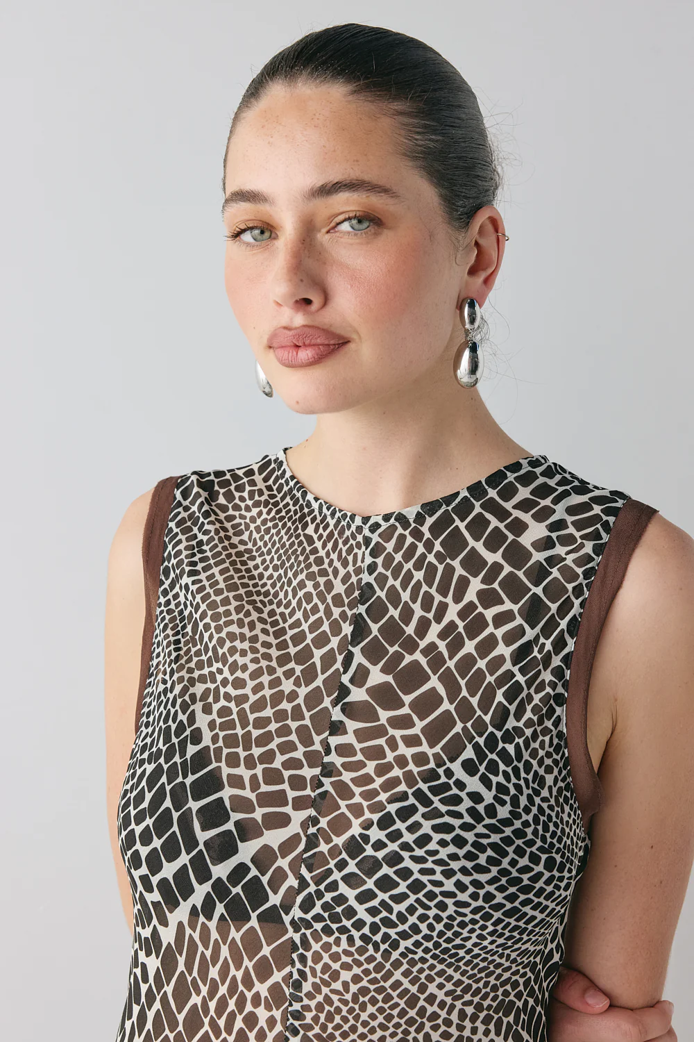 Blanco Sheer Maxi Dress Croc - Image 3