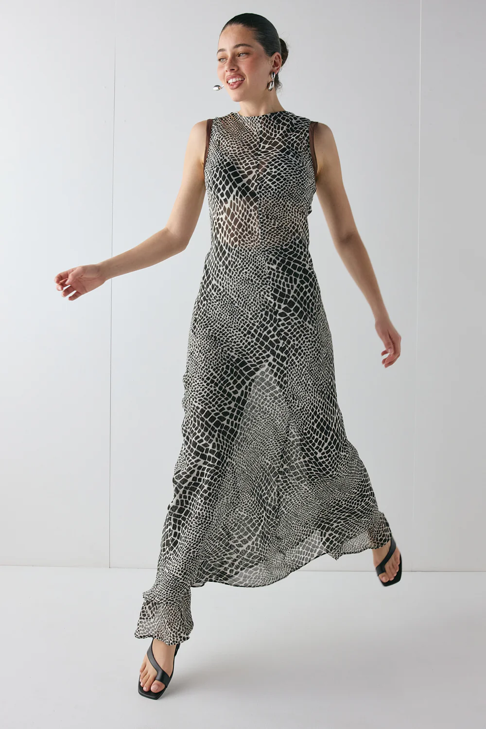 Blanco Sheer Maxi Dress Croc - Image 4