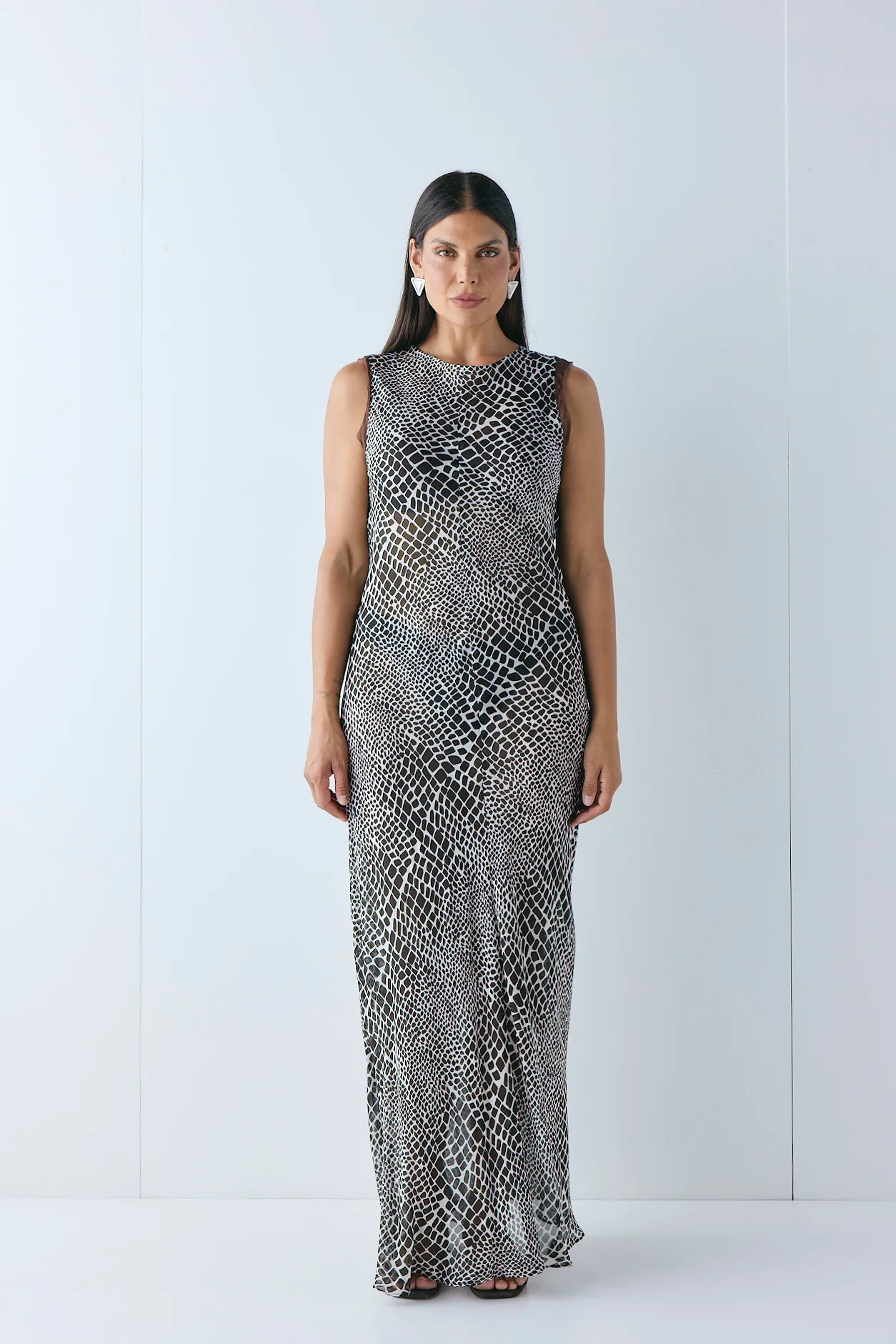 Blanco Sheer Maxi Dress Croc - Image 5