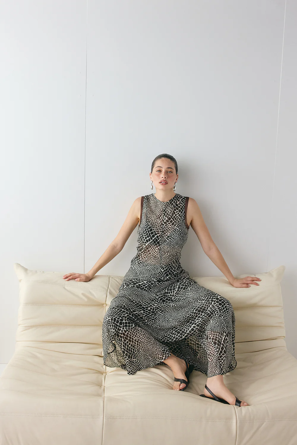 Blanco Sheer Maxi Dress Croc - Image 6