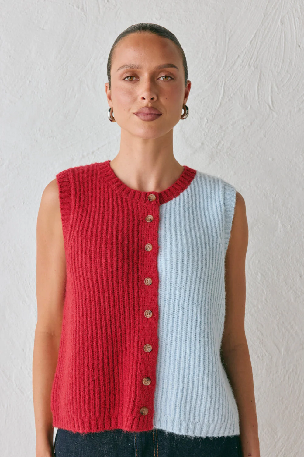 Bridgette Knit Vest Red Splice - Image 2