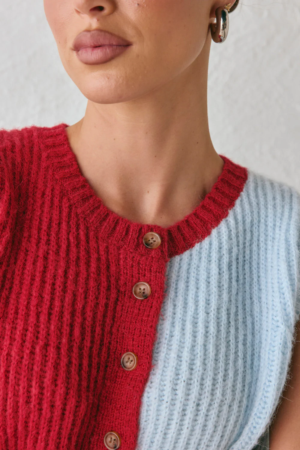 Bridgette Knit Vest Red Splice - Image 3