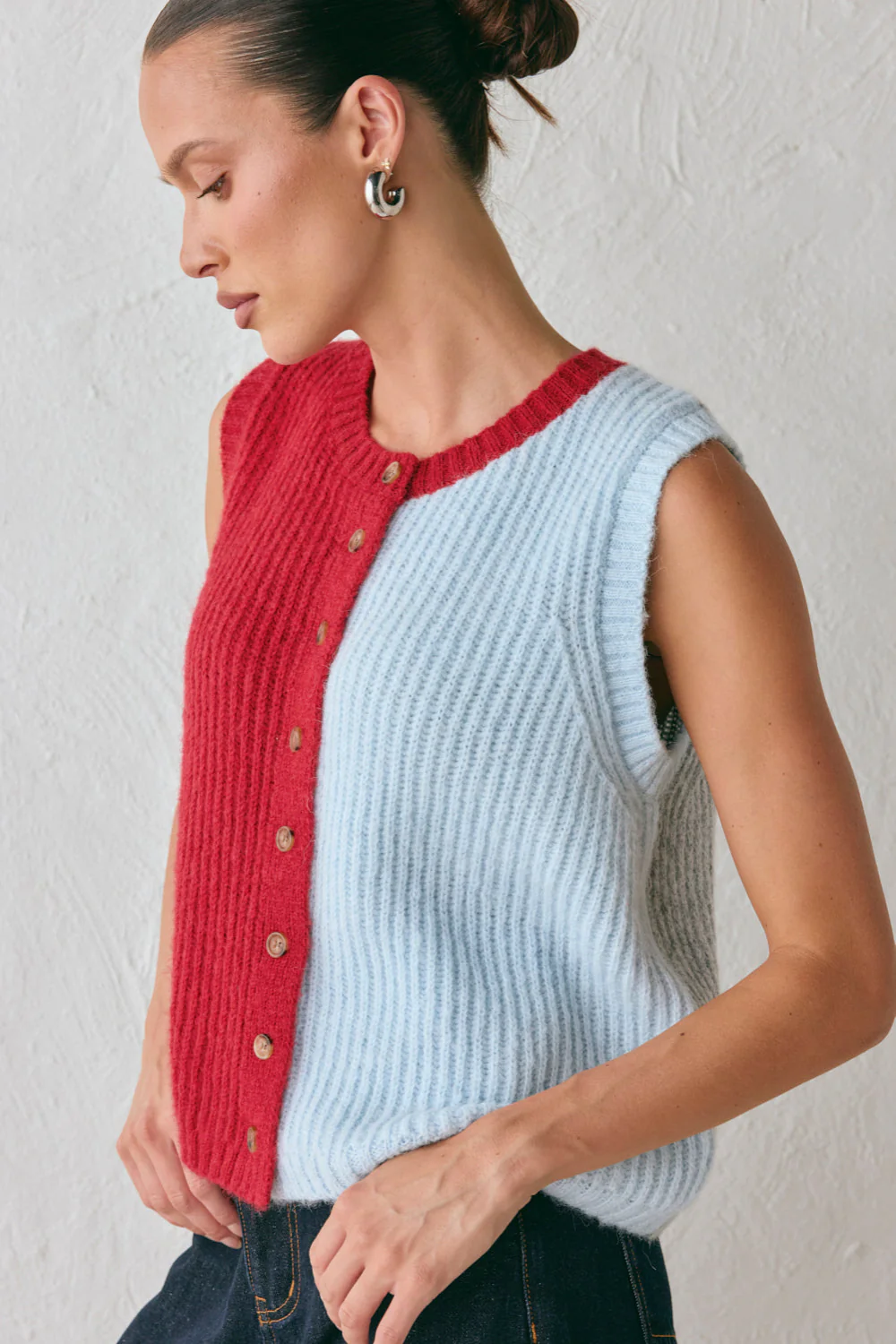 Bridgette Knit Vest Red Splice - Image 6