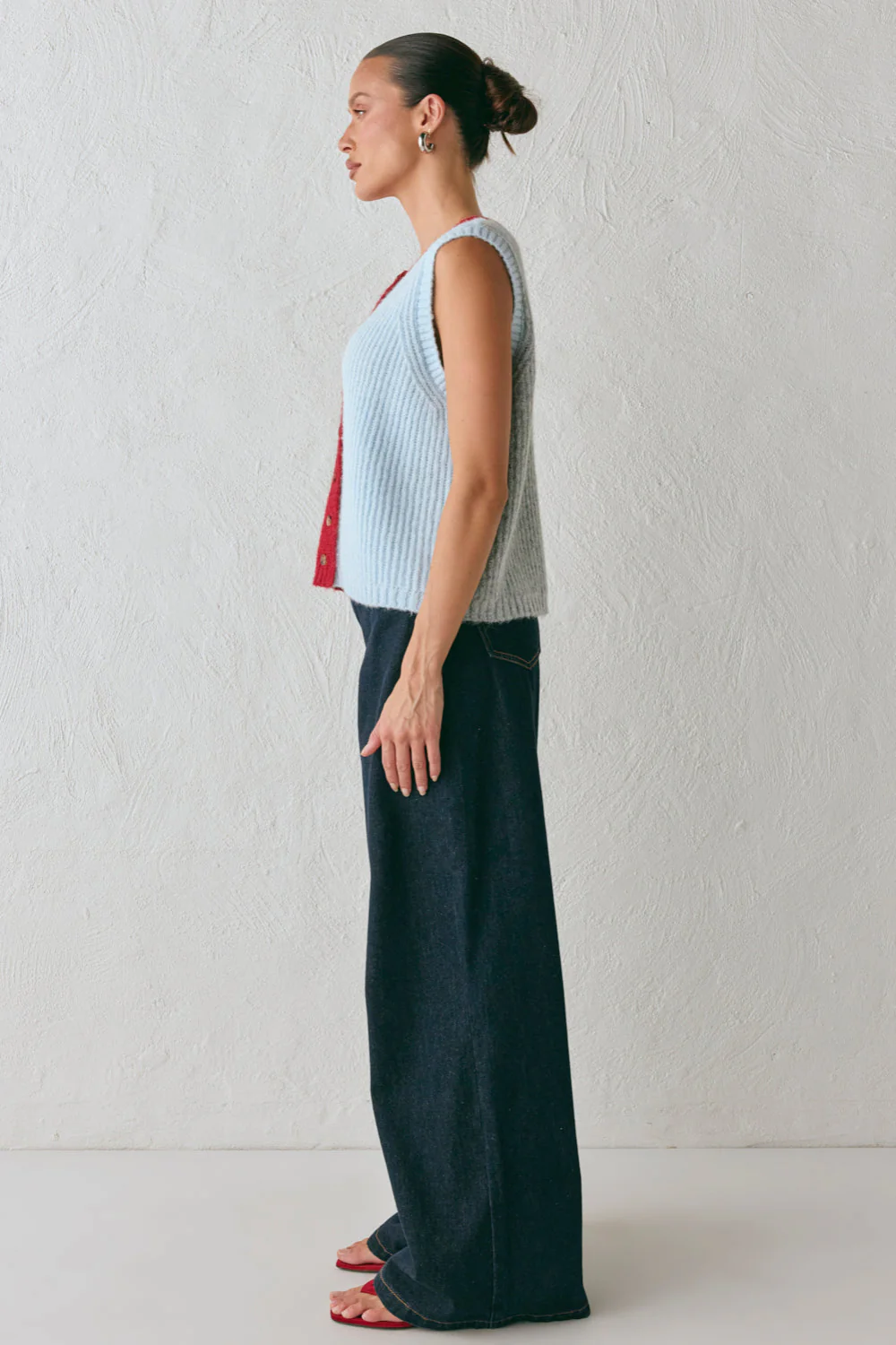 Bridgette Knit Vest Red Splice - Image 7