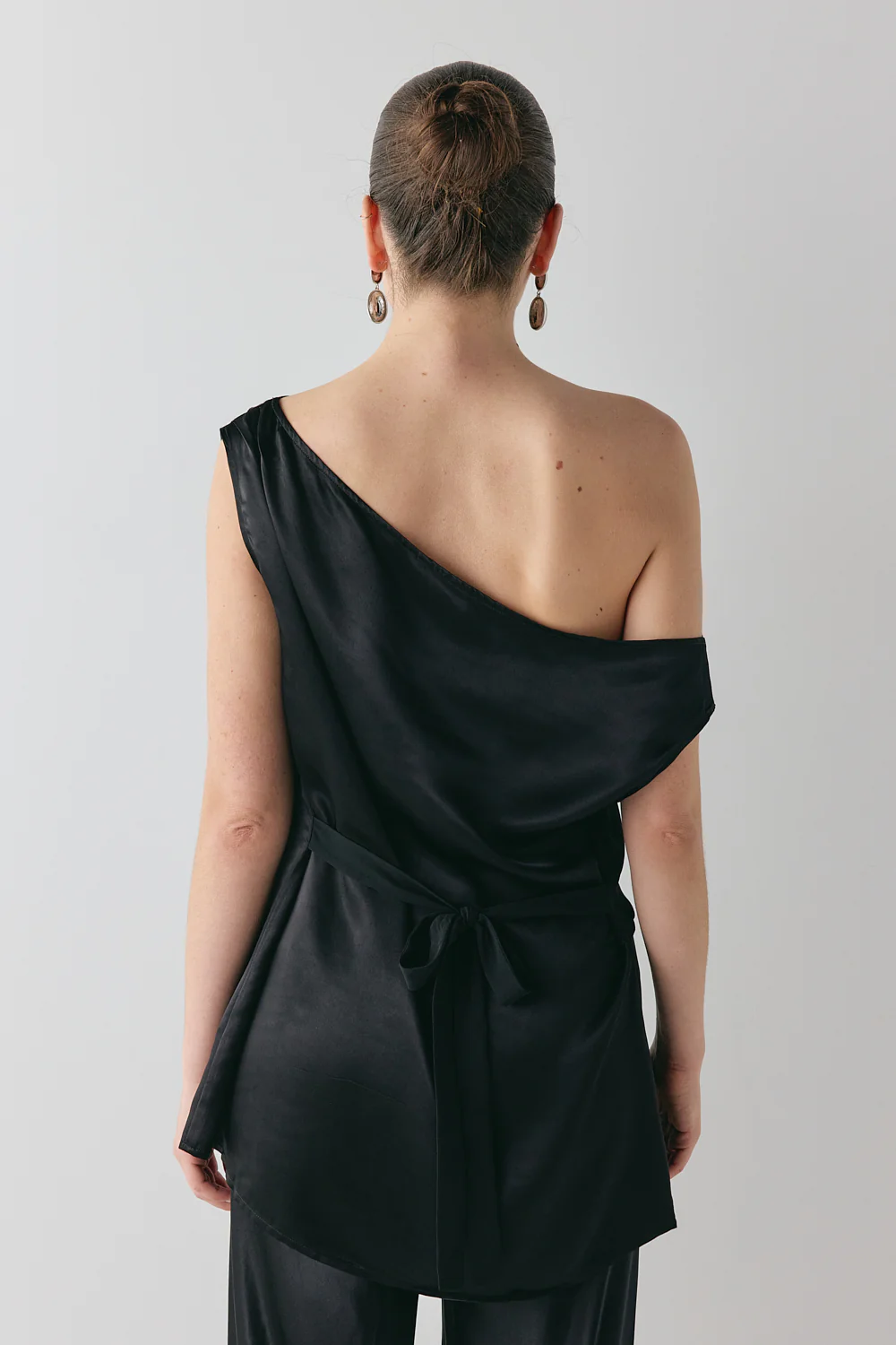 Camille Satin Tunic Top Black - Image 7