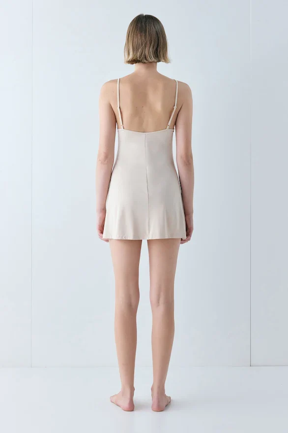Carrie Mini Slip Dress Nude - Image 4
