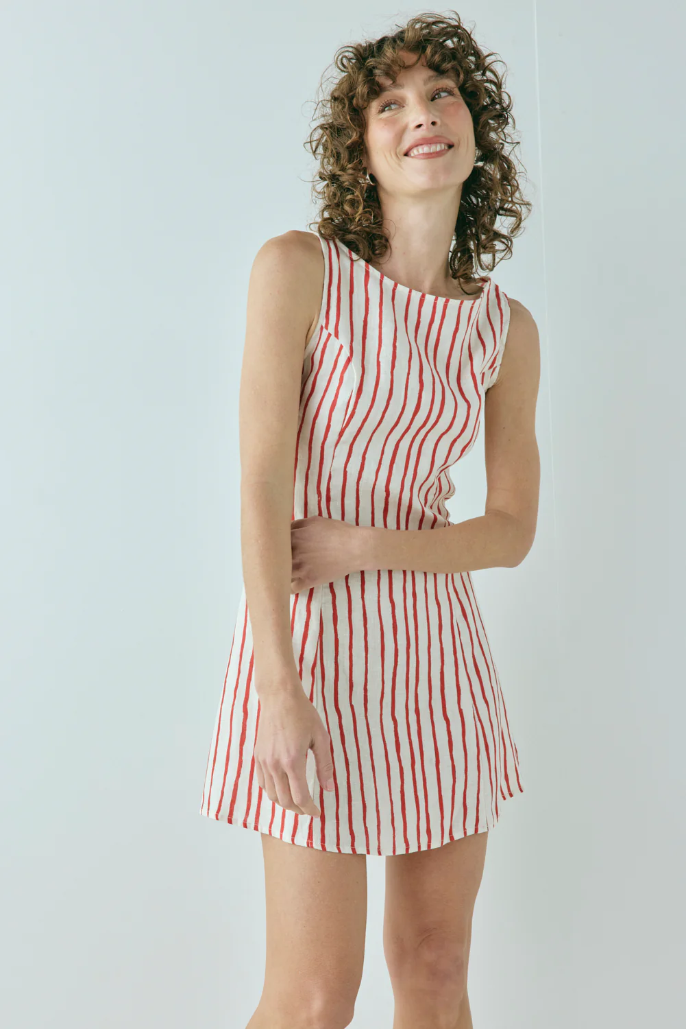 Chloe Linen Mini Dress Stripe - Image 4