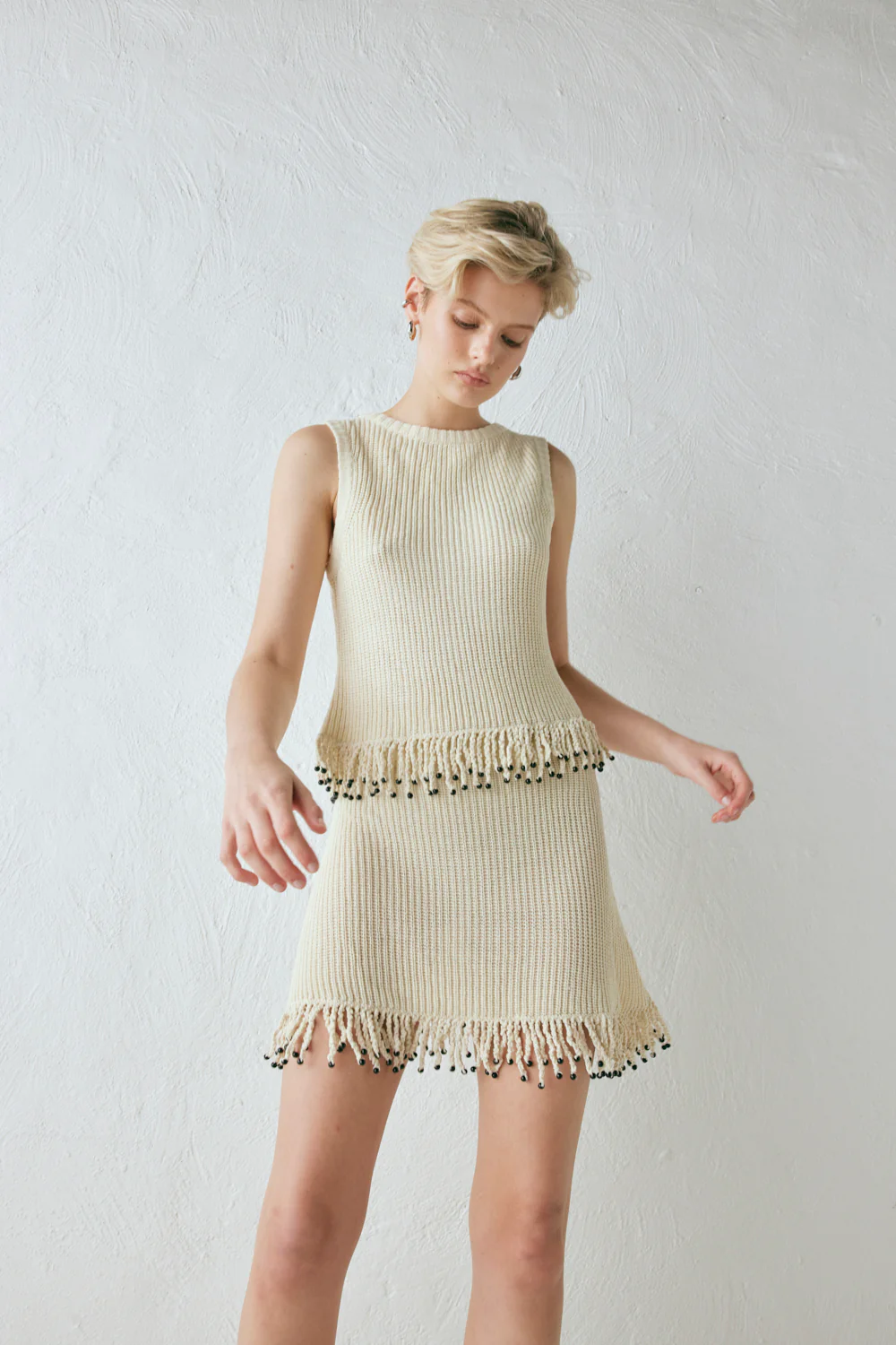 Coco Knit Mini Skirt Natural - Image 5