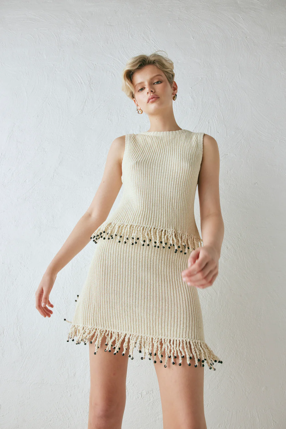 Coco Knit Mini Skirt Natural - Image 9