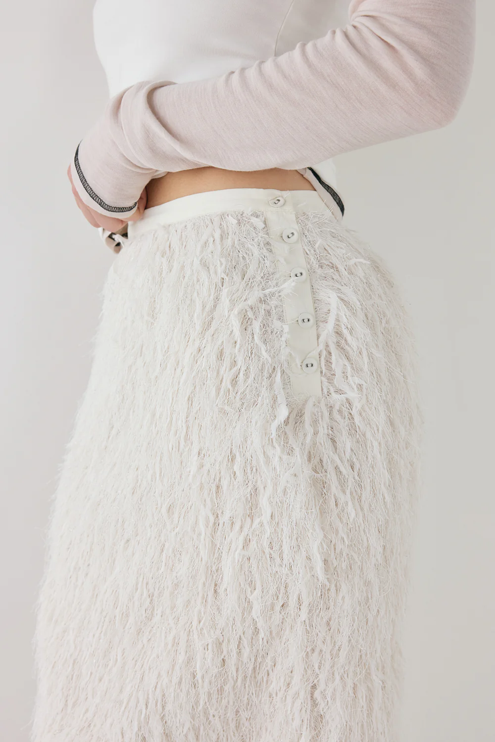 Devyn Fringe Midi Skirt White - Image 7