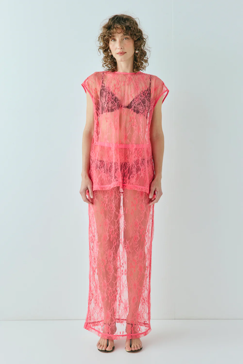 Devyn Lace Midi Skirt Pink