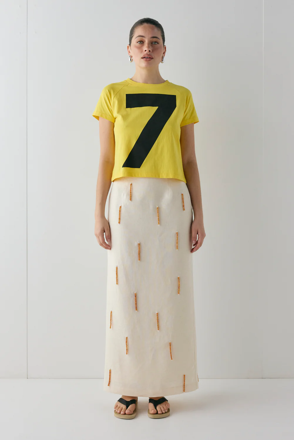 Devyn Linen Midi Skirt Cream - Image 5