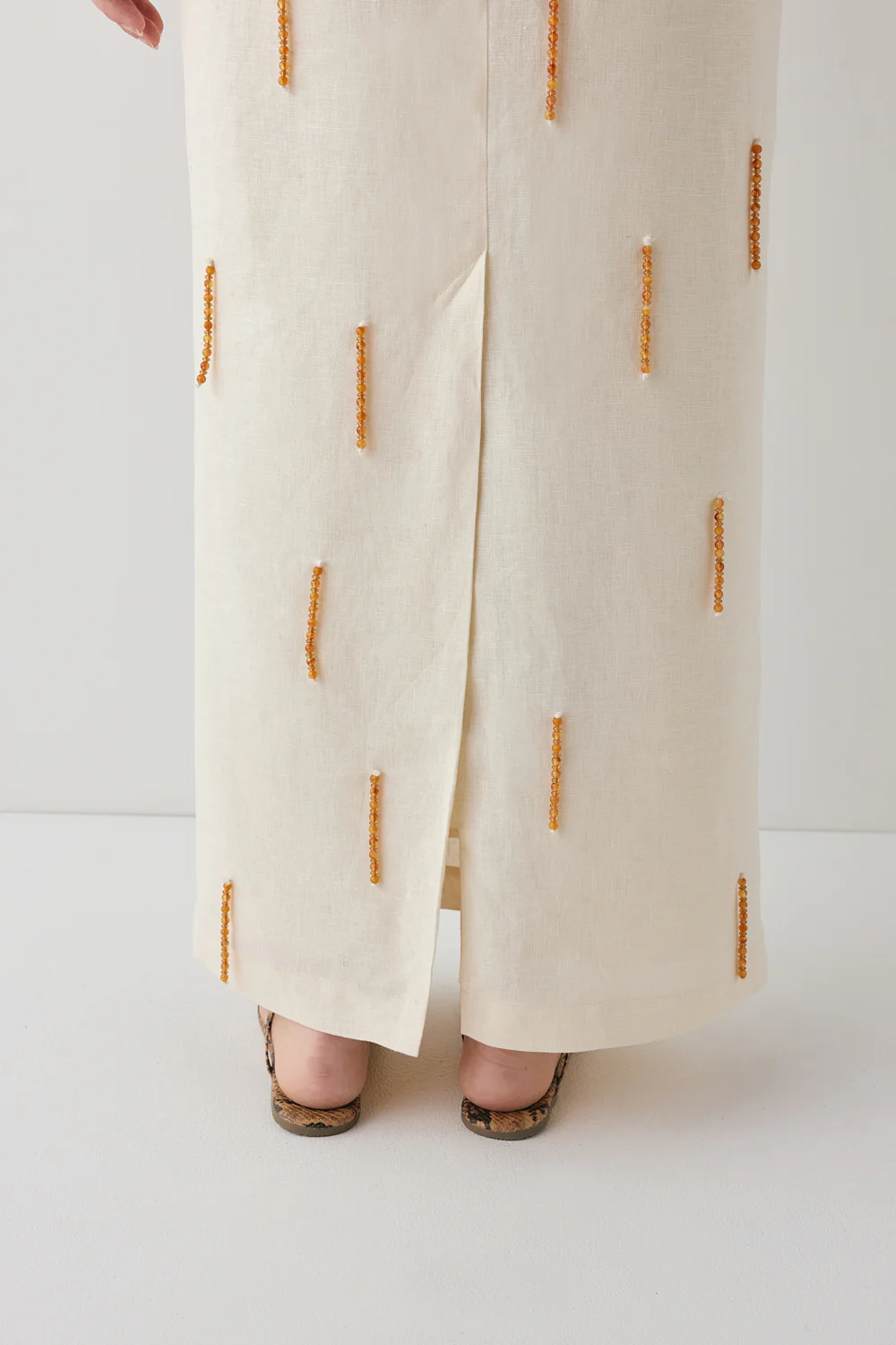 Devyn Linen Midi Skirt Cream - Image 7