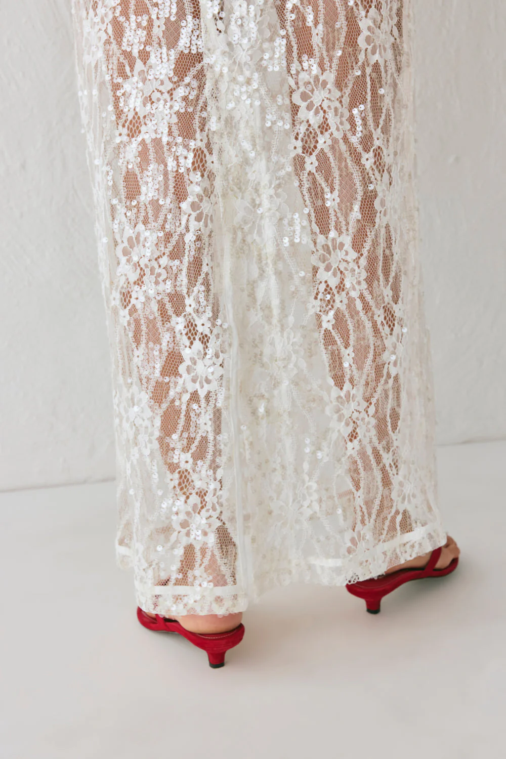 Devyn Sequin Midi Skirt White - Image 4