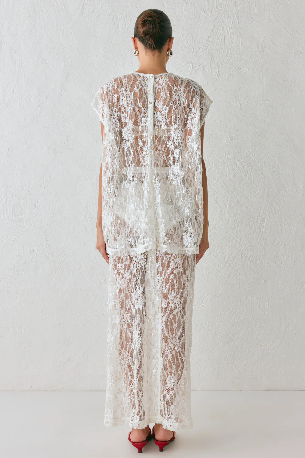 Devyn Sequin Midi Skirt White - Image 8