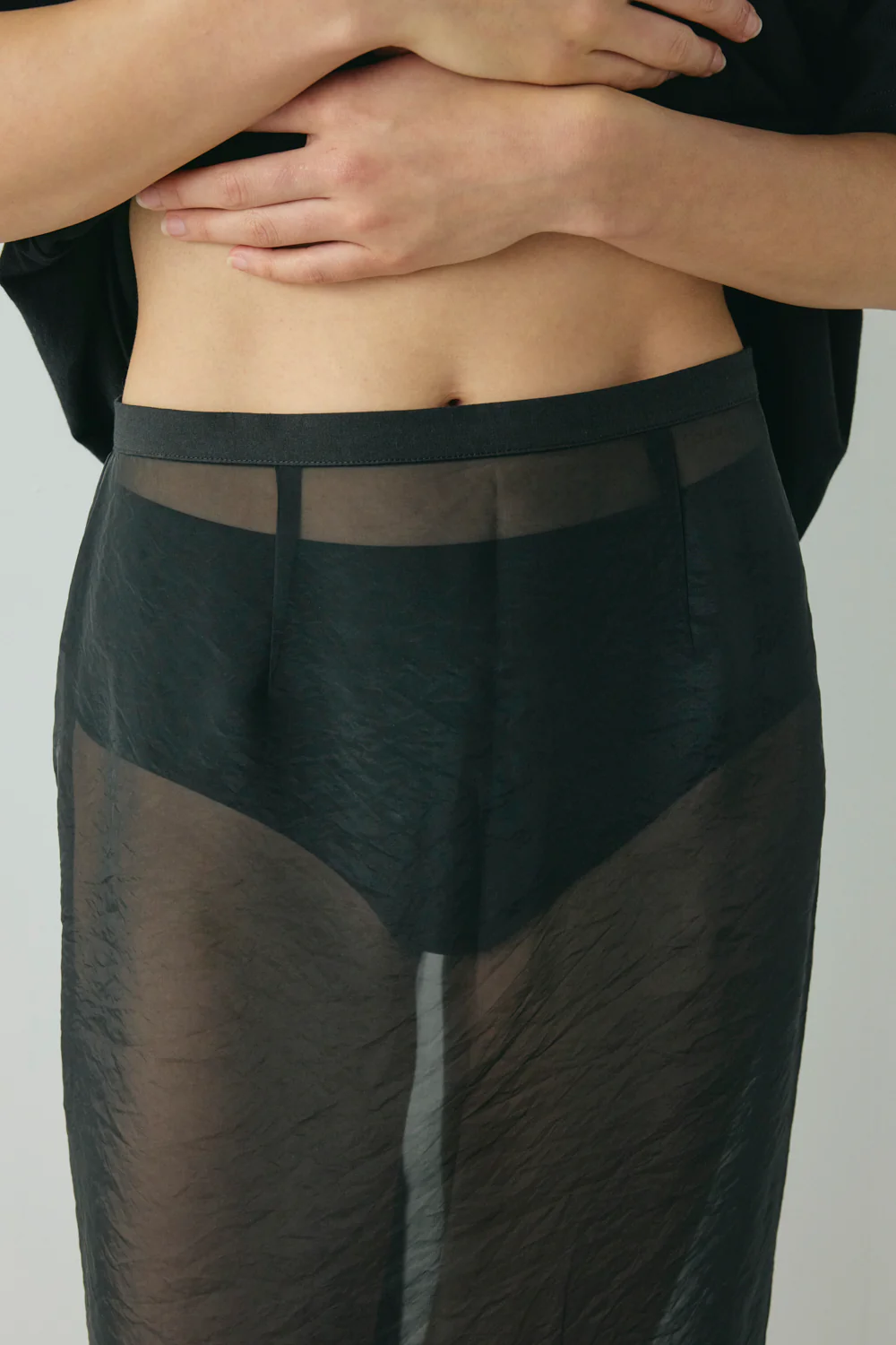 Devyn Sheer Midi Skirt Black - Image 5