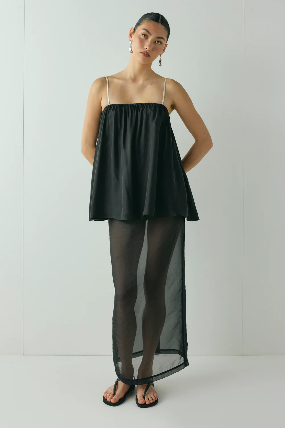 Devyn Sheer Midi Skirt Black - Image 6