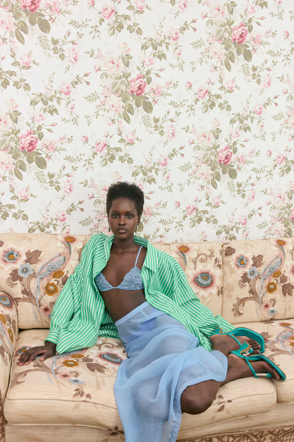 Devyn Sheer Midi Skirt Powder Blue - Image 5