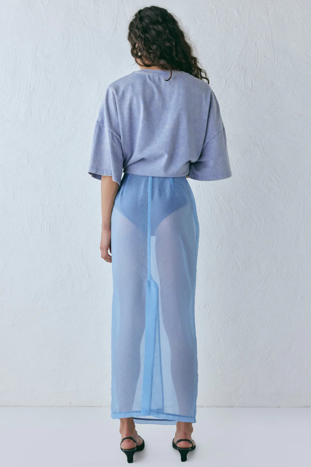 Devyn Sheer Midi Skirt Powder Blue - Image 8