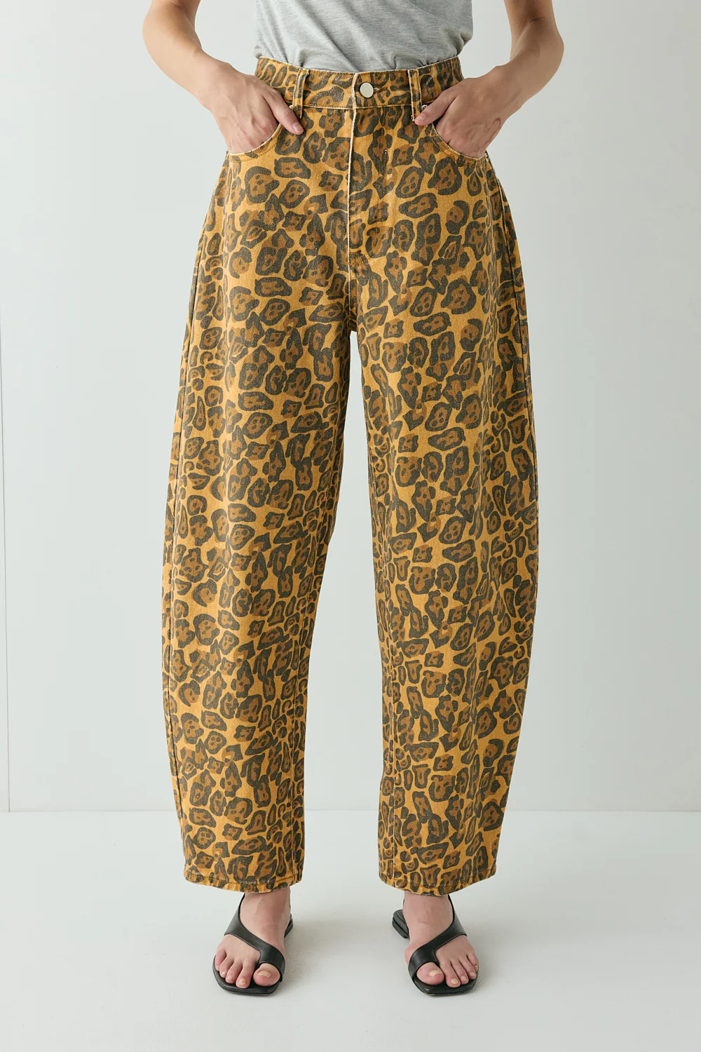 Dylan Barrel Denim Jeans Leopard