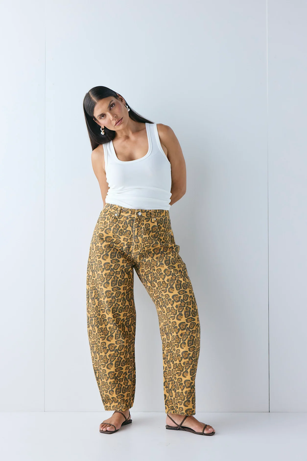 Dylan Barrel Denim Jeans Leopard - Image 2