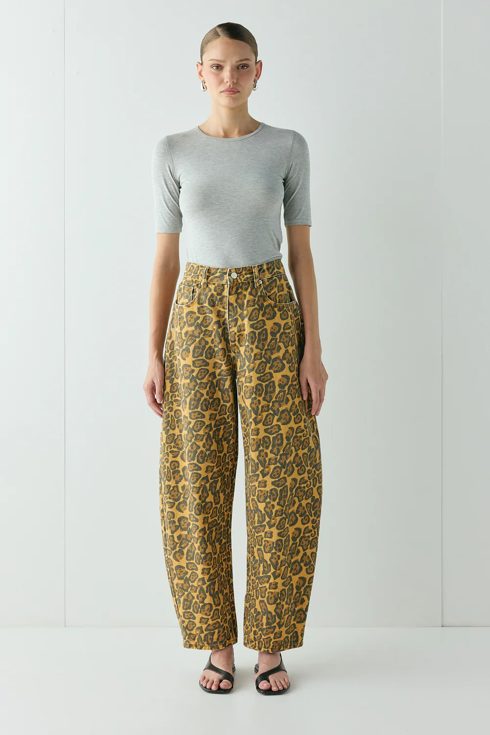 Dylan Barrel Denim Jeans Leopard - Image 3