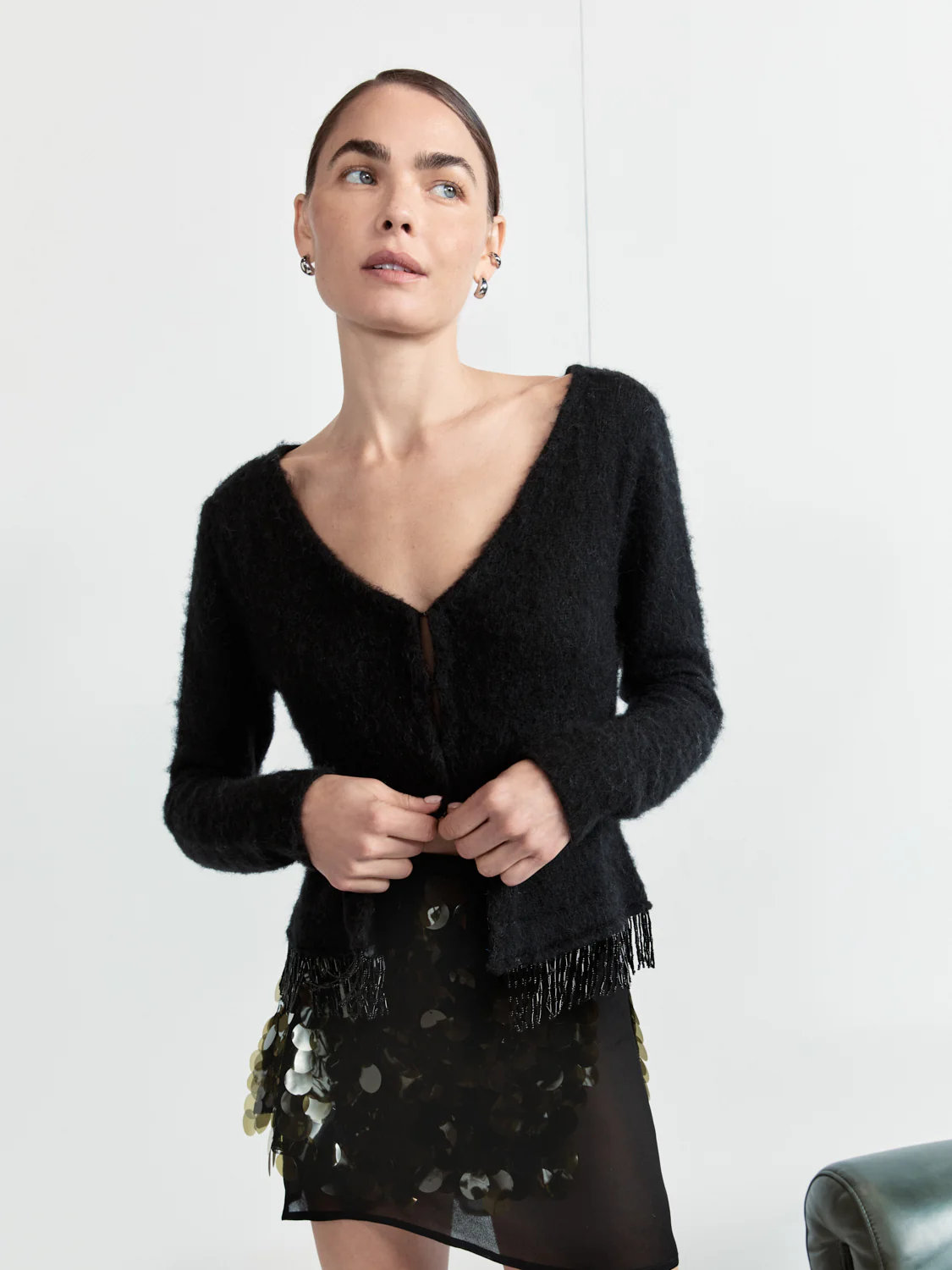 Edie Knit Cardigan Black - Image 10